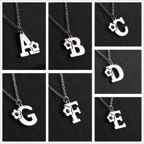 Skyrim Crystal Capital Letter Stainless Steel Necklace Women A-Z Alphabet Pendant Necklaces A B C D E F G H I J K L M N O P Q R