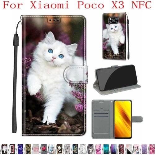 Sunjolly Case for Xiaomi Poco X3 NFC Wallet Stand Flip PU Leather Phone Case Cover coque capa for Xiaomi Poco X3 NFC Case Cover