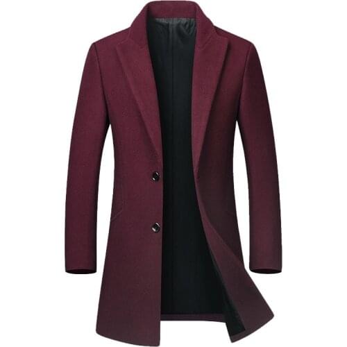 Winter Male Long Trench Coat Man Brown Warm Man Woolen Coat Korean Slim Fit Long Jacket Trench Male Casaco Masculino KK3109