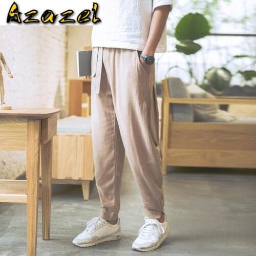 Comfortable Casual pants Summer New style mens linen casual trousers men loose solid color pants male Personalized pencil pants