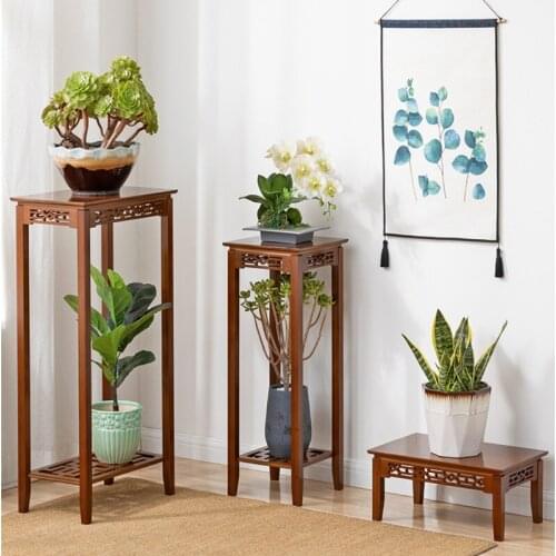 Thickened Eco-friendly bamboo plant stand modern simplicity living room flower rack Chinese carved hollow design balcony shelf