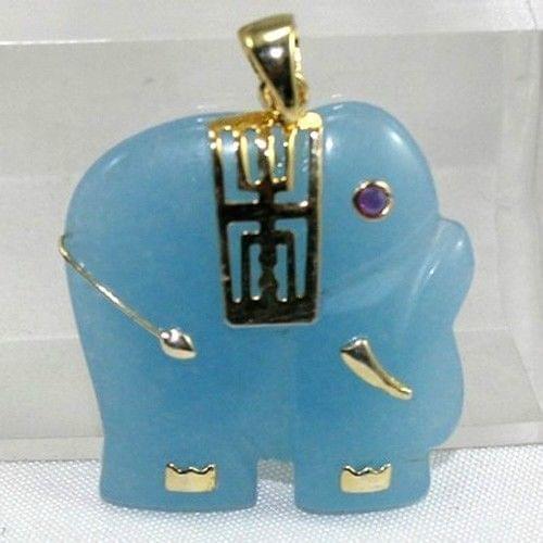 > >>>Wonderful GP light blue Elephant Pendant Necklace