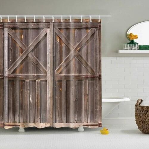 Plank Farmhouse Style Barn Door Shower Curtain Bathroom Decor Long 180*200cm Waterproof Polyester fabric 3D Bath curtain