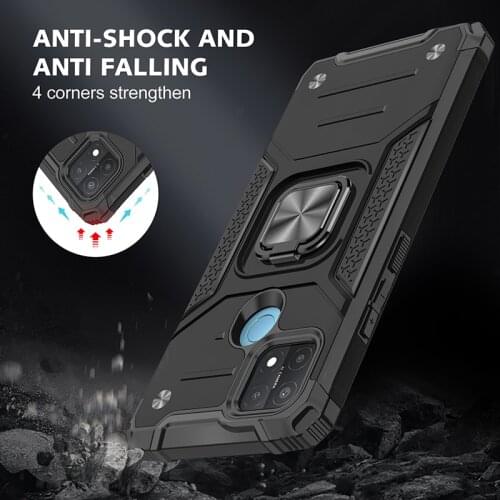 Magnetic Metal Finger Ring Armor Shockproof Case For OPPO A15 A52 A72 A92 A5 A7 A5S A3S Soft TPU Frame Hard PC Back Cover Fundas