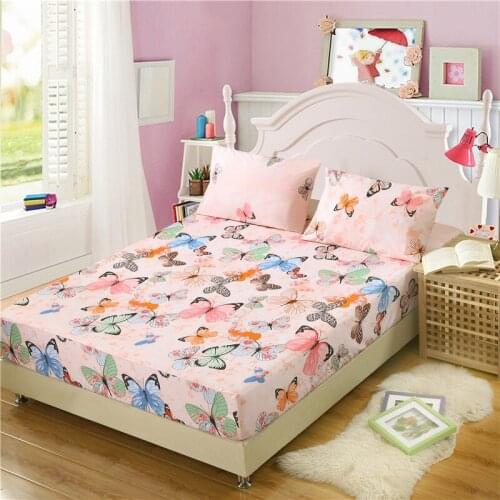 1 Pc 100% Polyester Printed Fitted Sheet Mattress cover bed sheet sheets elastic band single double queen mattress protector 004