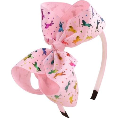 1PCS Candy Unicorn Bows Baby Headband for Girls Party Hair Band Boutique New Handmade Hairbands Headwear Hair Accessories 252