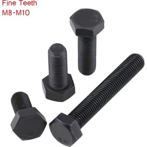 2/5PCS M8 M10 Fine Thread Hex Screws High Strength Fine Teeth External Hexagon Screw Bolts DIN933/Grade 8.8