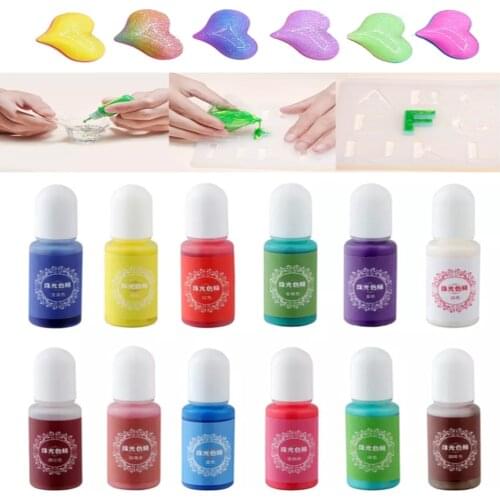 24 Colors/10ml High Concentration UV Epoxy Resin Pearl Pigment High Concentration Coloring Dye for DIY Jewelry Making Tools