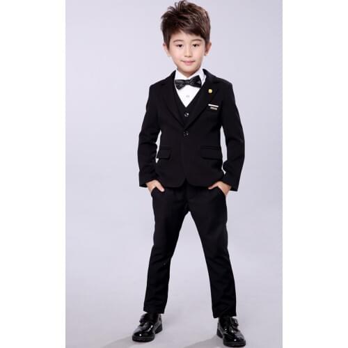 Boys Black /red Blazer 4pcs/set Wedding Suits for Boy Formal Suit Boys wedding suit Kid Tuxedos Page boy Outfits 4pieces