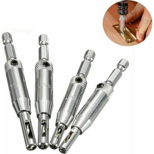 4pcs Self Centering Hinge Drill Bit Door Window Hinge Twist Wood DIY Drill Bits Hole Puncher Tool