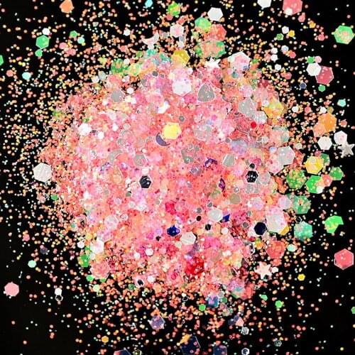 50g/Bag 12Colors Chunky Glitter Mermaid Star/Moon/Butterfly/Hexagon Holographic Laser Manicure Powder Sequins Mix Glitter Tr#015