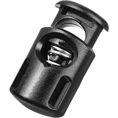 50pcs/lot Plastic Black Cord Lock Spring Clasp Stop Single Hole Drawstring Stopper Toggles For Paracord Garment Rope Parts