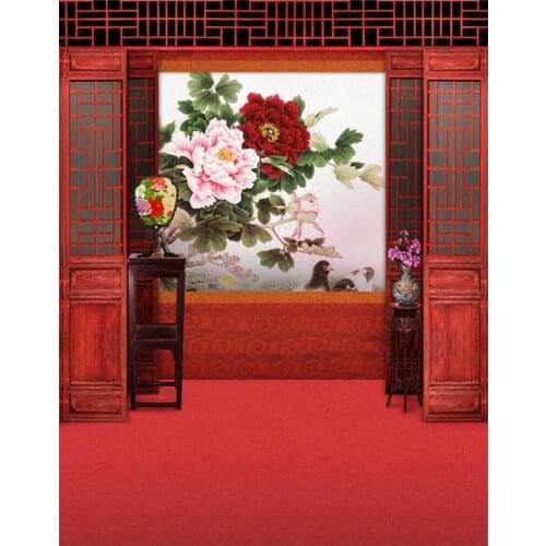 5x7ft Chinese Traditional House Flowers Painting Photography Backdrops Photo Props Studio Background