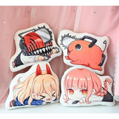 Anime Chainsaw Man Pochita Makima Denji Power Cute Short Plush Doll Throw Pillow Stuffed Cushion Home Decor Toy Xmas Gifts