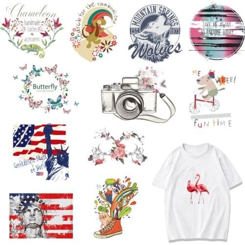 Banner Iron on Patches for Clothing DIY T-shirt Dress Appliques Letter Flower Heat Transfer Washable Stickers Stripes on Clothes