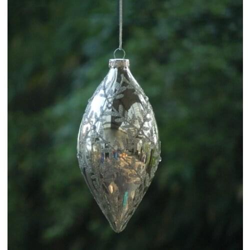 2pcs/pack 7*12cm Cone Shaped Silver Series Christmas Decoration Glass Pendant Lamp Blown Handmade Hanger Tree Ornament