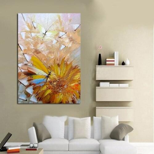 Free Shipping Oil Painting Abstract Butterfly Decoration Flower Painting Home Decor On Canvas Modern Wall Stickers