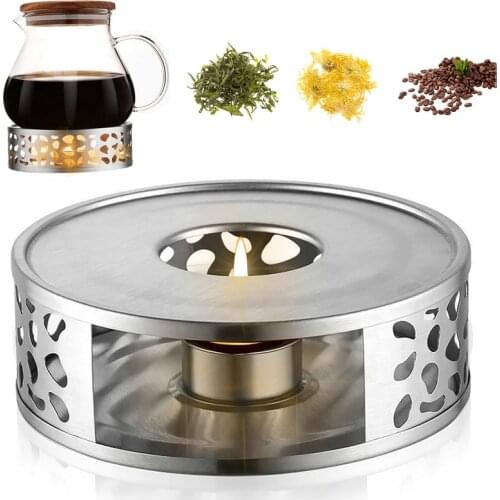 Tea Warmer Stainless Steel Coffee Teapot Warmer Base Hollow Frame Design Candle Tealight Holder with Tea Light Candle