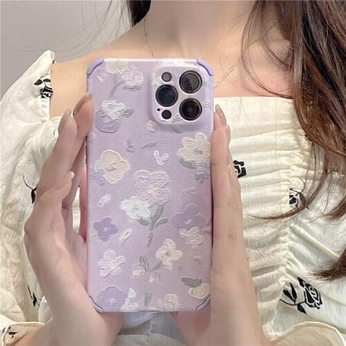 Retro Korean sweet girls Summer Flowers art Phone Case For iPhone 11 12 Pro Max Xs Max XR Xs 7 8 Plus 7Plus case Cute Soft Cover