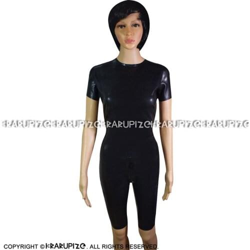 Black Sexy Latex Body Suit With Back Shoulder And Crotch Zipper Rubber Catsuit Bodysuit LTY-0188