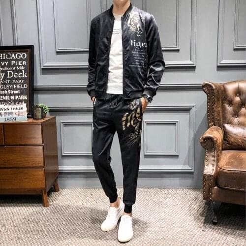 Piece Korean 2 MenswearBrand Tiger Head Print Jacket And Pant Ropa Deportiva Hombre Para Correr Plus 6xl Jogginganzug Herren