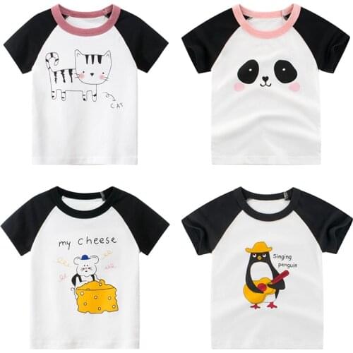 Kids Girls T Shirt Summer Baby Cotton Tops Toddler Tees Clothes Children Clothing Cartoon T-shirts Short Sleeve Casual Wear 2021