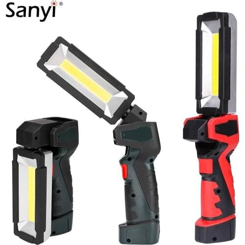 Dual 360° Rotatable Flashlight COB LED Work Light 18650 USB Rechargeable Inspection Lamp Torch Car Emergency Lamp Outdoor Lights