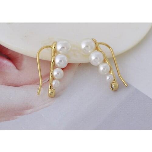 French retro gentle temperament single row pearl size gradient two ways to wear earrings
