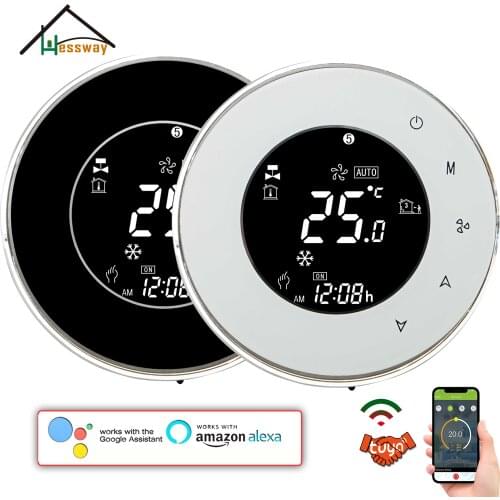 HESSWAY EU Round Mounting Panel Wifi Thermostat 24V/220V/110V for Temperature Controller 2Pipe 4P