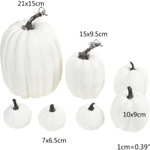 Q9QF 7pcs Artificial Pumpkins Fake Simulation Pumpkin Halloween Thanksgiving Decor