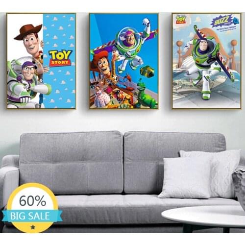 Funny Toy Story Disney Buzz Lightyear Canvas Painting Posters and Prints Wall Art Pictures for Kids Room Decor Home Decoration