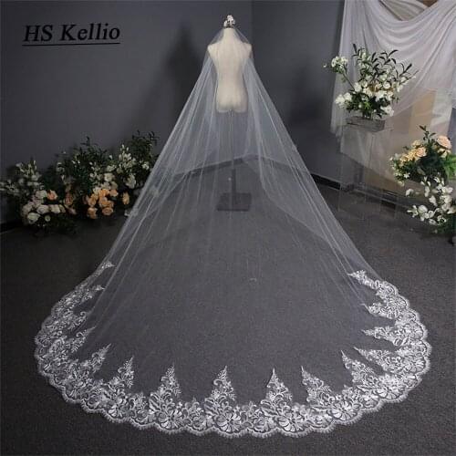 Beautiful Lace Edge Wedding Veil With Comb 3.5m Length