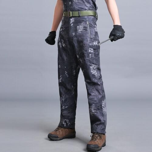 TAD Shark Skin Lurker Men Outdoors Flexible Shell Soft Pants Waterproof Trouser Fleece Cargo Long Pants