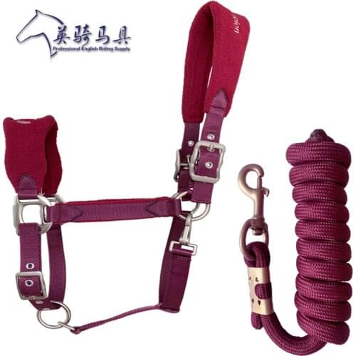 Anti-wear Horse Bridle 2M Horse Lead Rope Set Adjustable Horse Dragon Head Horse Head Cover Horse Headstall