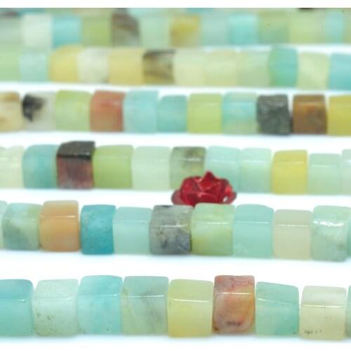 Natural Amazonite Multi Smooth Cube Loose Beads Wholesale Gemstone Semi Precious Stone Bracelet Necklace Diy Jewelry Making 15"