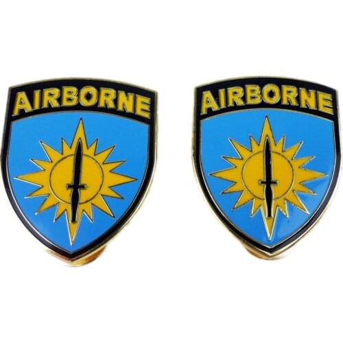 PAIR US ARMY AIRBORNE SPECIAL FORCES PIN INSIGNIA COCKADE