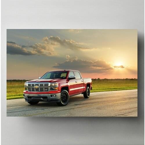 Posters Pickup Chevrolets Silverado Red Car Vehicle Canvas Painting Art Prints Modern Wall art Picture Home Decorations
