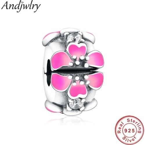 Fit Original Pandora Charms Bracelets Sterling 925 Silver Flower Clip Charms Beads DIY Jewelry Women Berloque 925 Silver