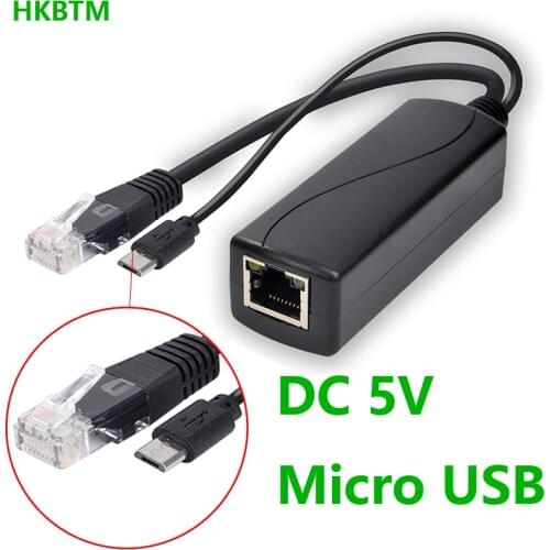 POE to 5V DC TYPEC Power Over Ethernet 48V To 5V 12W Active POE Splitter Micro USB Plug for Raspberry Pi IP CAMERA