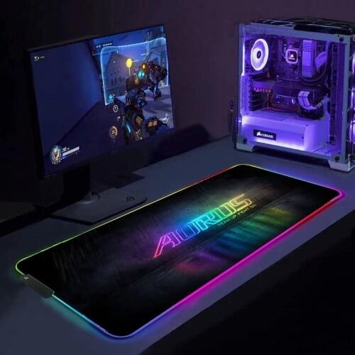 RGB Mouse Pad Aorus Large 900x400 Locking Edge Speed Game Gamer LED Mousepad Soft Laptop Notebook Mat For CS GO LOL DOTA2 Carpet