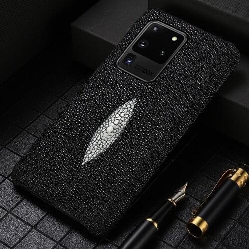 Luxury Genuine Pearl Gourami Leather Smartphone Phone Case for Samsung galaxy S20 Plus S20 Ultra Note 10 S10 Plus A71 Back Cover