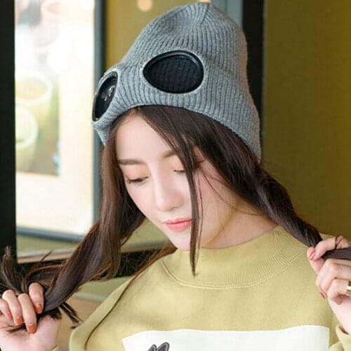 Sports Ski Snow Cap Eye protection Wool Knitted Goggles Thermal Warm Winter Heat Keeper Ear Cold Protector Sports Cap a2