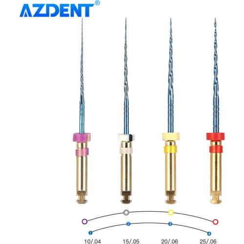 AZDENT 4 Types Dental Reciprocating Endodontic Files Engine Use Niti Rotary File Endo Root Canal Heat Activated 25mm
