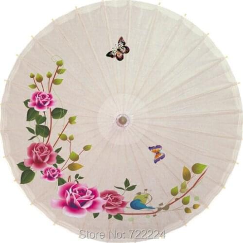 Chinese handmade traditional umbrella with butterfly in the flower vine parasol waterproof dance decoration oiled paper umbrella
