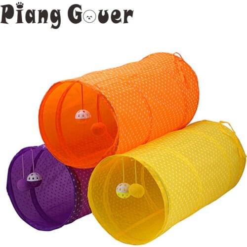 Dot Cat Tunnel 2 Holes Cat Play Tubes Balls Fold Kitten Pet Toys Puppy Rabbit Play Cat Tunnel Tubes