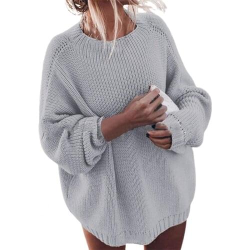 Women Solid Casual Knitted Sweater Oversized Knitted Sweater Harajuku Batwing Long Sleeve Autumn Winter Ladies Woolen Outwear