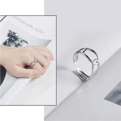 Simple Knot Cross Chain Open Finger Ring Gold Silver Color Geometry Couple Ring For Women Accessories Gift Party Daily Jewelry