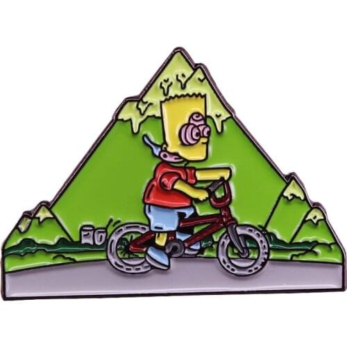 Life is always colorful and troubles are always fleeting! let this bicycle Day Bart Hat pin taking you to the mountain adventure