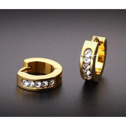 Gold Earrings for Womens Zircon Korean Earrings Stainless Steel Black Hoop Earring Jewelry Piercing Gifts for Woman Wholesale