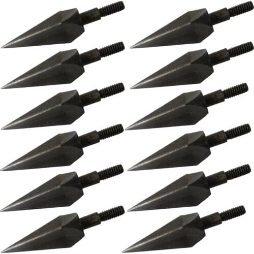 12PCS Black Iron Broadheads 125 Grain Screw Tips for Recurved and Compound Bow Hunting